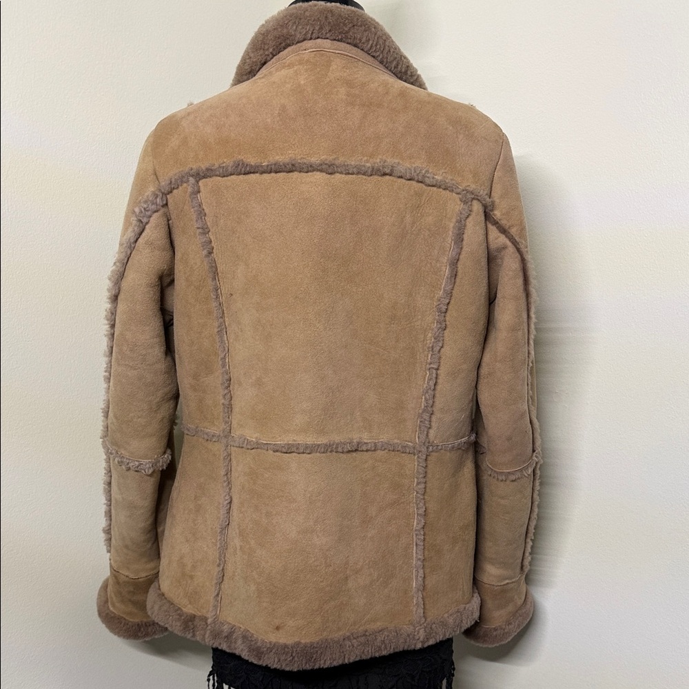 Women's Tan Shearling Jacket - Picture 5 of 14